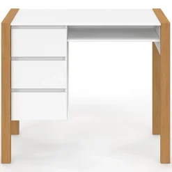 Bureau scandinave HUGO avec 3 tiroirs et niche blanc et bois