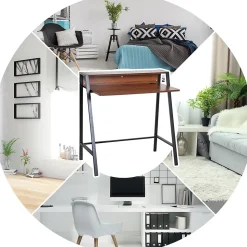 Bureau secrétaire bureau informatique dim. 84L x 45l x 85H cm style néo-rétro étagère coloris noyer noir