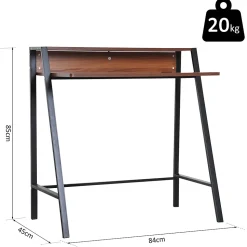 Bureau secrétaire bureau informatique dim. 84L x 45l x 85H cm style néo-rétro étagère coloris noyer noir