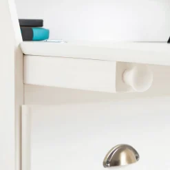 Bureau secrétaire GOMES avec 3 tiroirs en pin massif lasuré blanc