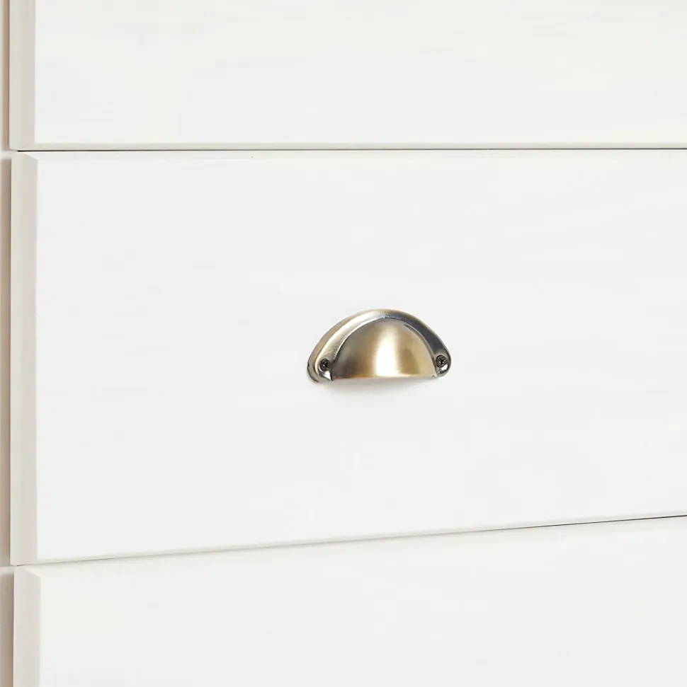 Bureau secrétaire GOMES avec 3 tiroirs en pin massif lasuré blanc