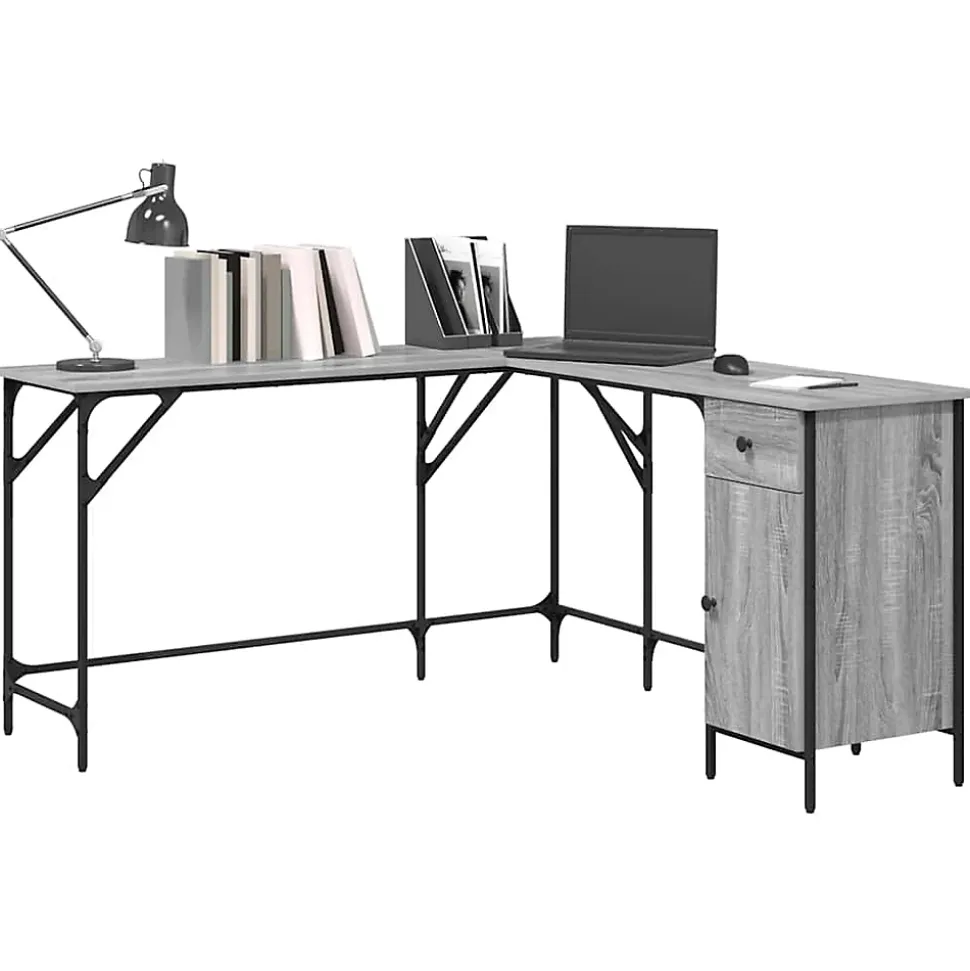 Bureau sonoma gris 141x141x75 cm bois d'ingénierie vidaXL