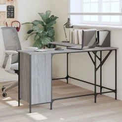Bureau sonoma gris 141x141x75 cm bois d'ingénierie vidaXL