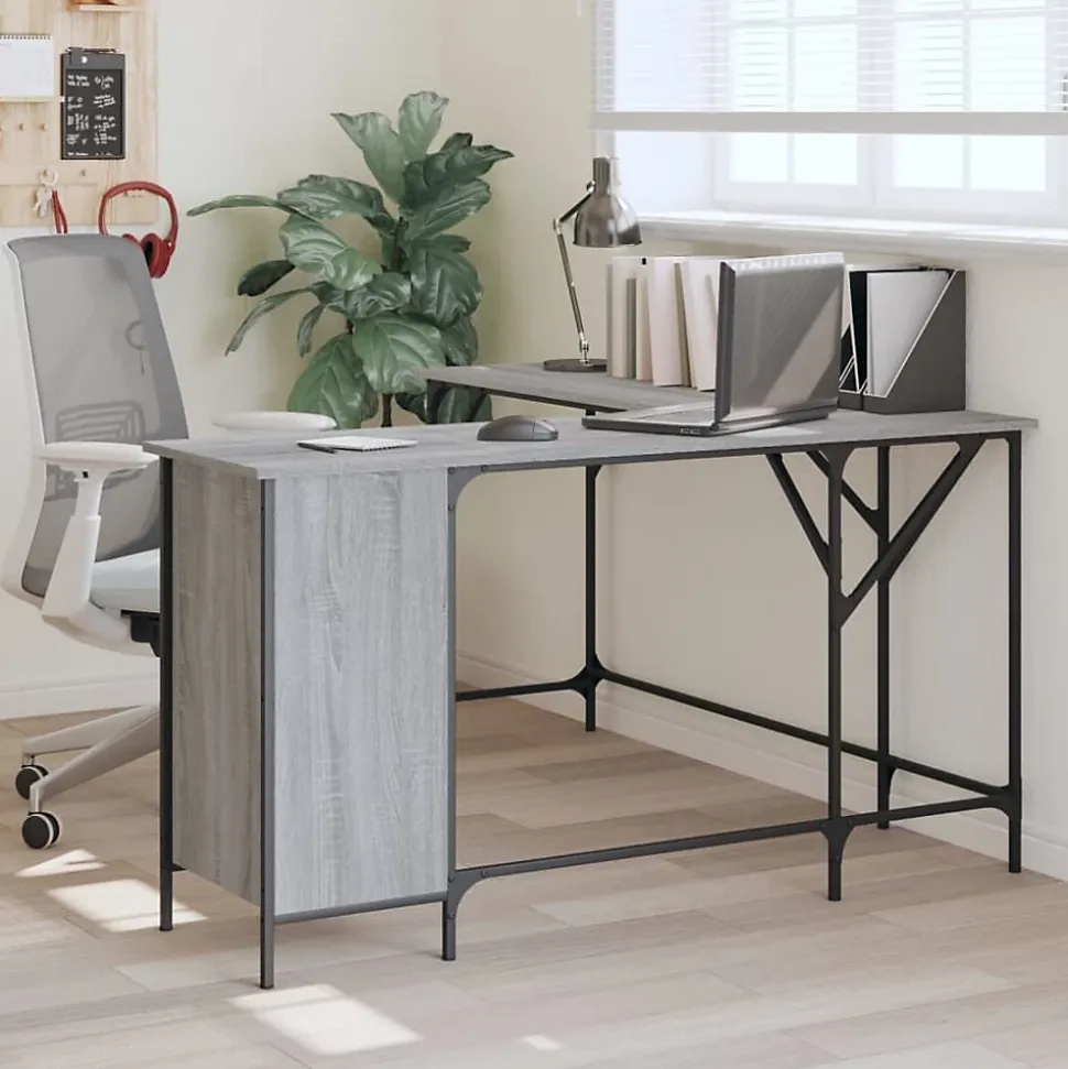 Bureau sonoma gris 141x141x75 cm bois d'ingénierie vidaXL