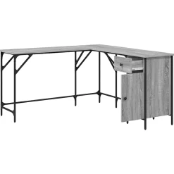 Bureau sonoma gris 141x141x75 cm bois d'ingénierie vidaXL