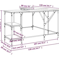Bureau sonoma gris 139x139x75 cm bois d'ingénierie vidaXL