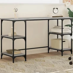 Bureau sonoma gris 140x50x75 cm métal et bois d'ingénierie vidaXL