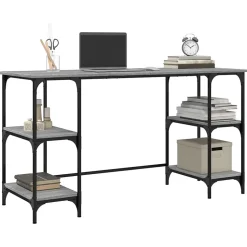 Bureau sonoma gris 140x50x75 cm métal et bois d'ingénierie vidaXL