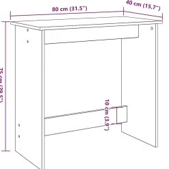 Bureau sonoma gris 80x40x75 cm bois d'ingénierie vidaXL
