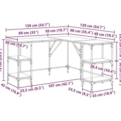 Bureau sonoma gris 139x139x75 cm bois d'ingénierie vidaXL