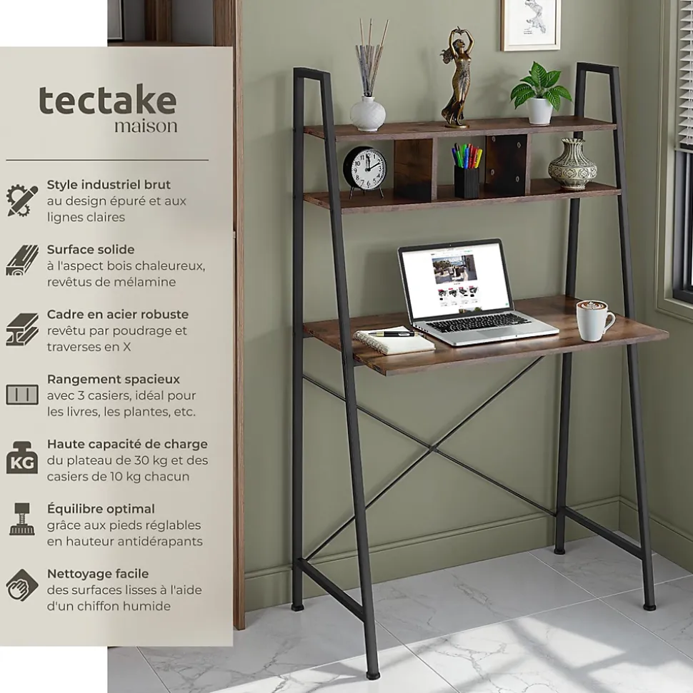 Bureau Style industriel 3 Compartiments de rangement