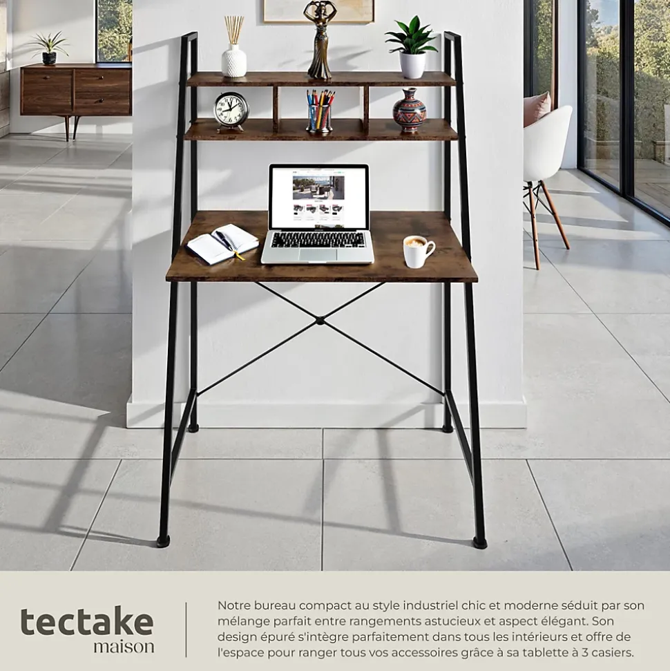 Bureau Style industriel 3 Compartiments de rangement