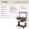 Bureau Style industriel 3 niveaux tablette accrochable et tiroir à clavier