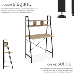 Bureau Style industriel 3 Compartiments de rangement