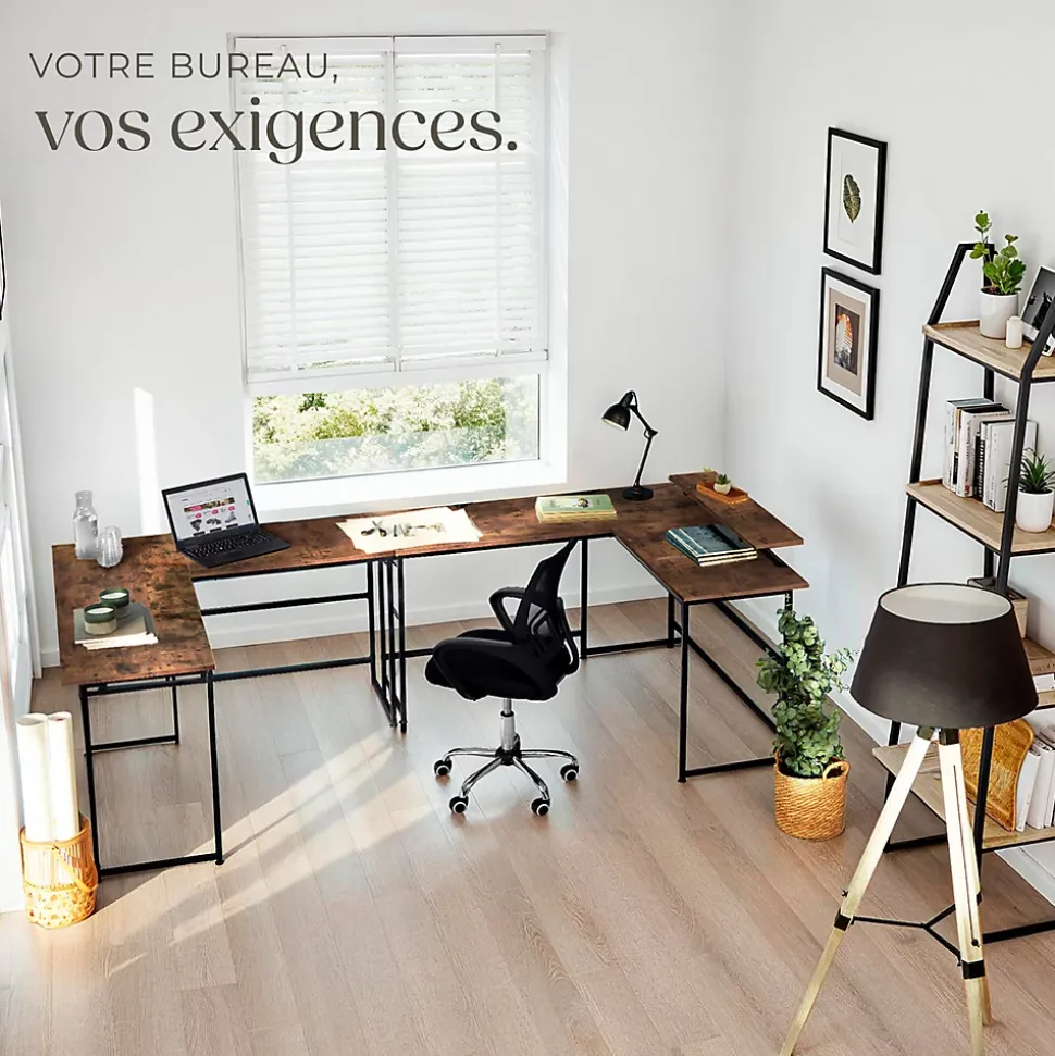 Bureau Style industriel avec Fixation du moniteur coulissant