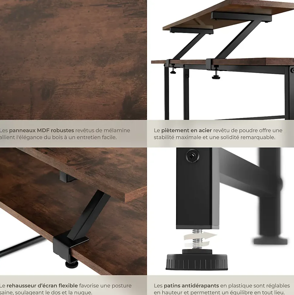 Bureau Style industriel avec Fixation du moniteur coulissant