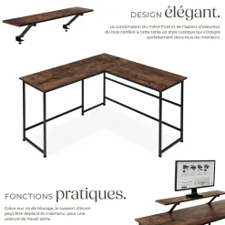 Bureau Style industriel avec Fixation du moniteur coulissant