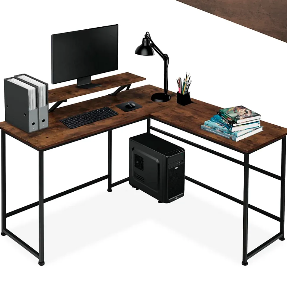 Bureau Style industriel avec Fixation du moniteur coulissant