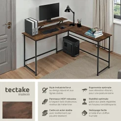 Bureau Style industriel avec Fixation du moniteur coulissant