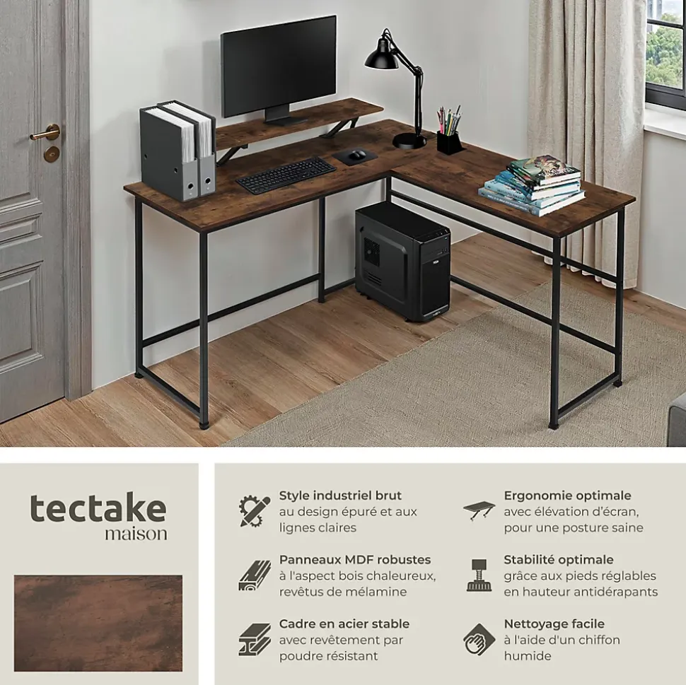 Bureau Style industriel avec Fixation du moniteur coulissant