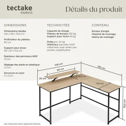 Bureau Style industriel avec Fixation du moniteur coulissant
