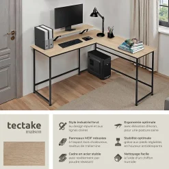 Bureau Style industriel avec Fixation du moniteur coulissant