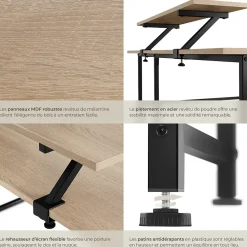 Bureau Style industriel avec Fixation du moniteur coulissant