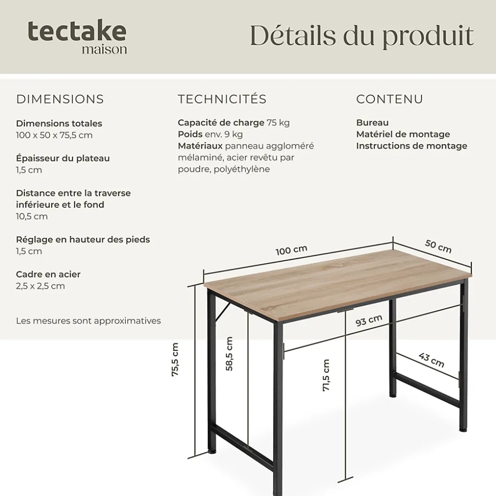 Bureau Style industriel Grand espace pour les jambes