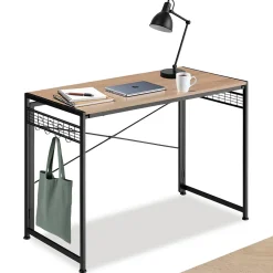 Bureau Style industriel Pliable avec surfaces grillagées latérales et 8 crochets