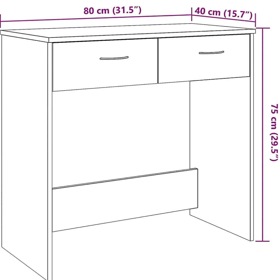 Bureau style vieux bois 80x40x75 cm bois d'ingénierie vidaXL
