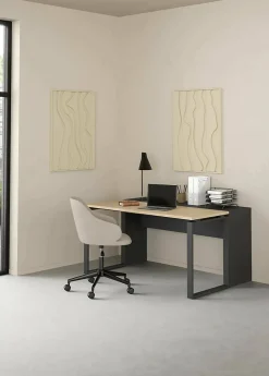Bureau Timothee, Pupitre polyvalent, Table de bureau pour PC, Plan de travail, 60x0 h76 cm, Chêne et Gris