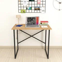 Bureau Tjeldsund 74 x 90 x 60 cm effet chêne anthracite en.casa