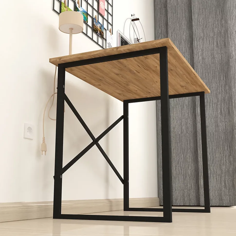 Bureau Tjeldsund 74 x 90 x 60 cm effet chêne anthracite en.casa