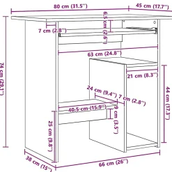 Bureau vieux bois 80x45x74 cm bois d'ingénierie vidaXL