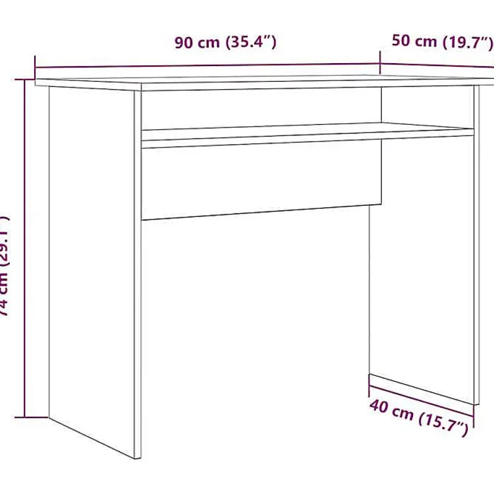 Bureau vieux bois 90x50x74 cm bois d'ingénierie vidaXL