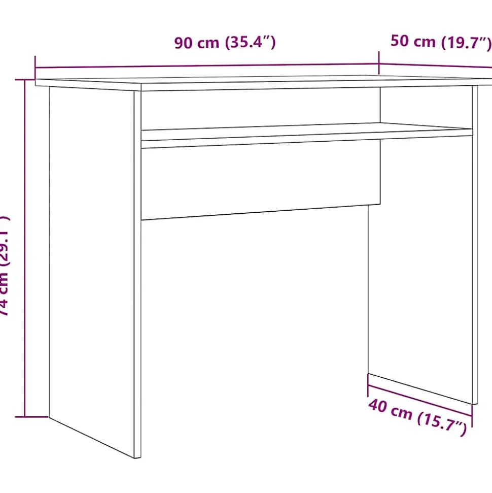 Bureau vieux bois 90x50x74 cm bois d'ingénierie vidaXL