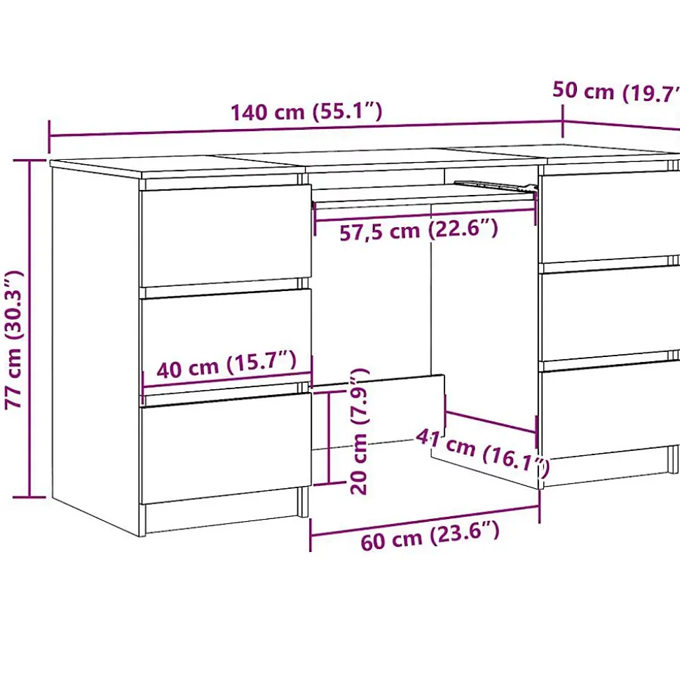 Bureau vieux bois 140x50x77 cm bois d'ingénierie vidaXL