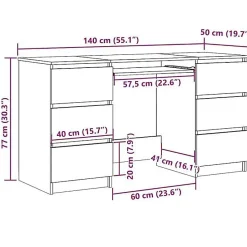 Bureau vieux bois 140x50x77 cm bois d'ingénierie vidaXL