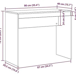 Bureau vieux bois 90x40x72 cm bois d'ingénierie vidaXL