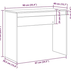 Bureau vieux bois 90x40x72 cm bois d'ingénierie vidaXL