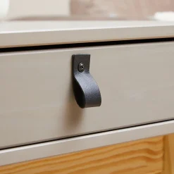 Bureau WANDA avec 2 tiroirs, en pin massif - Coloris gris et naturel