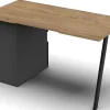 Bureau,table de travail en aggloméré finition gris foncé avec pied en métal noir-Longueur 137.5 x Profondeur 67 x Hauteur 76 cm