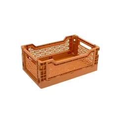 Cagette plastique recyclé pliable terracotta taille S