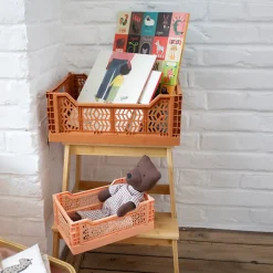 Cagette plastique recyclé pliable terracotta taille M