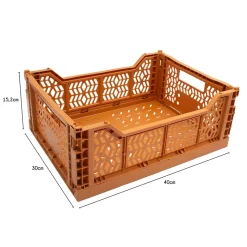 Cagette plastique recyclé pliable terracotta taille M