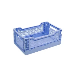 Cagette plastique recyclé pliable bleu taille S