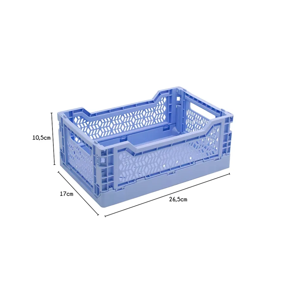 Cagette plastique recyclé pliable bleu taille S