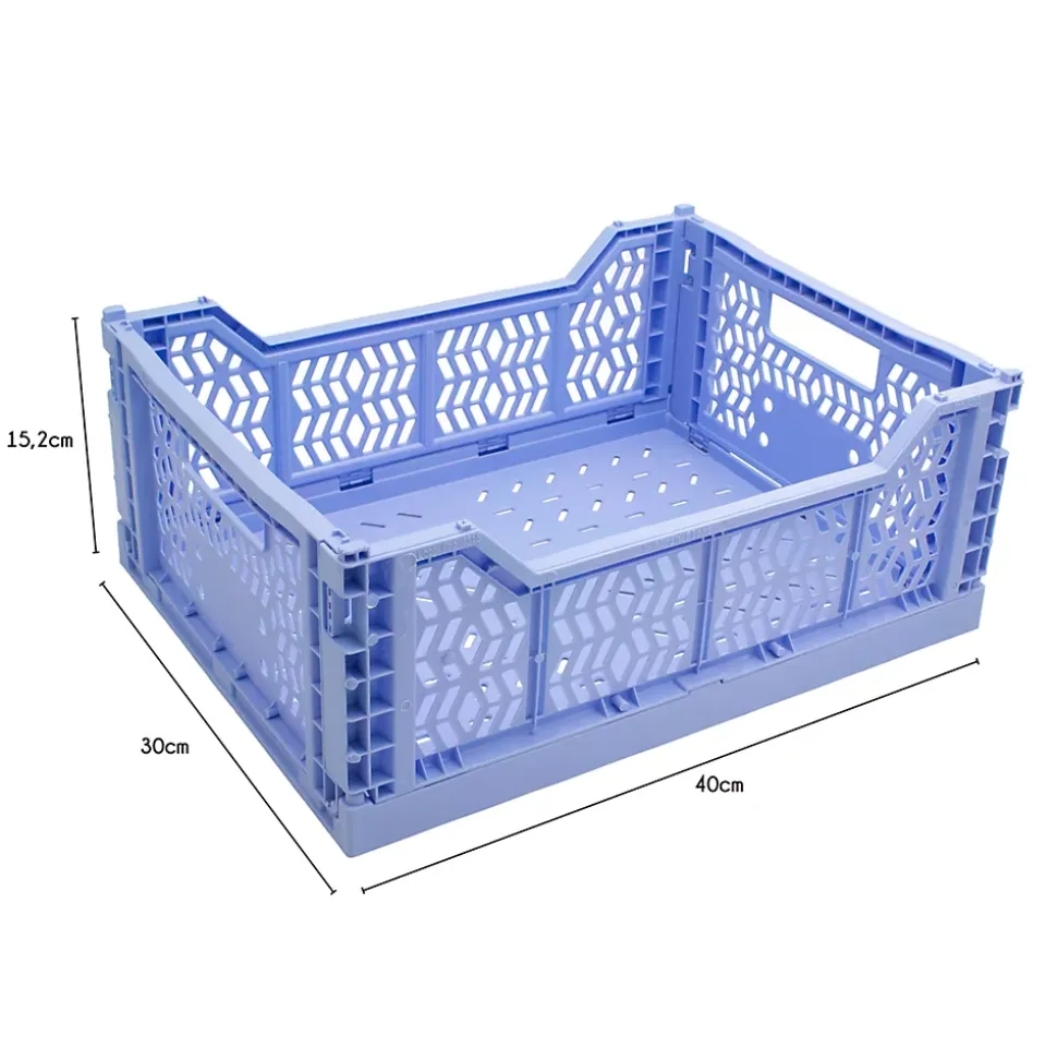 Cagette plastique recyclé pliable bleu taille M