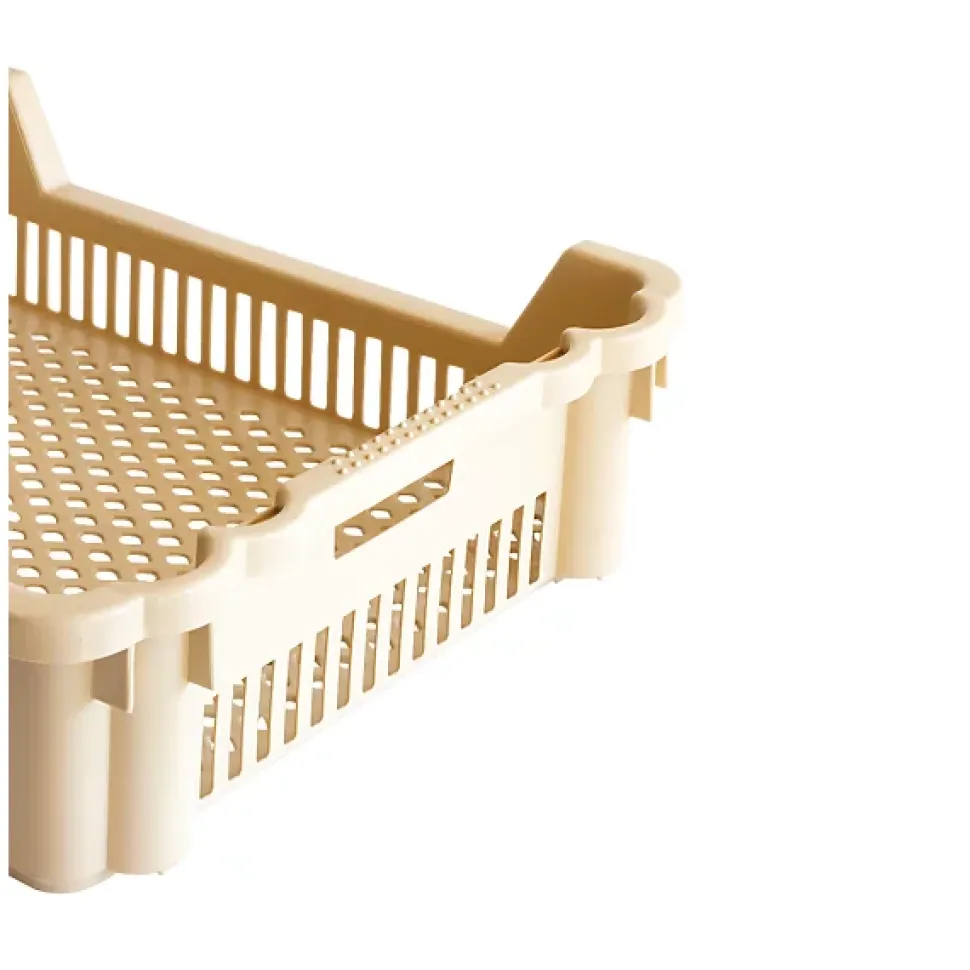 Caisse à viennoiseries ajourée empilable emboîtable 610 x 500 x 155 mm - 33 L - beige