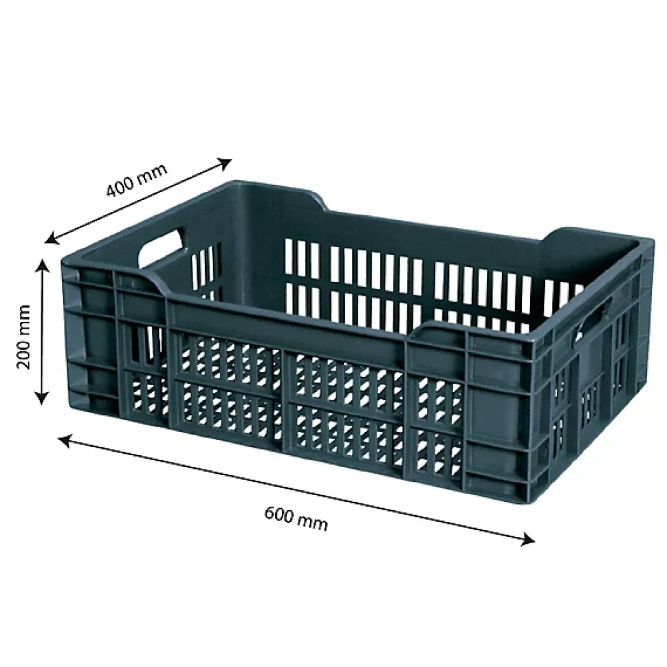 Caisse ajourée 600 x 400 x 200 mm 40 L - gris